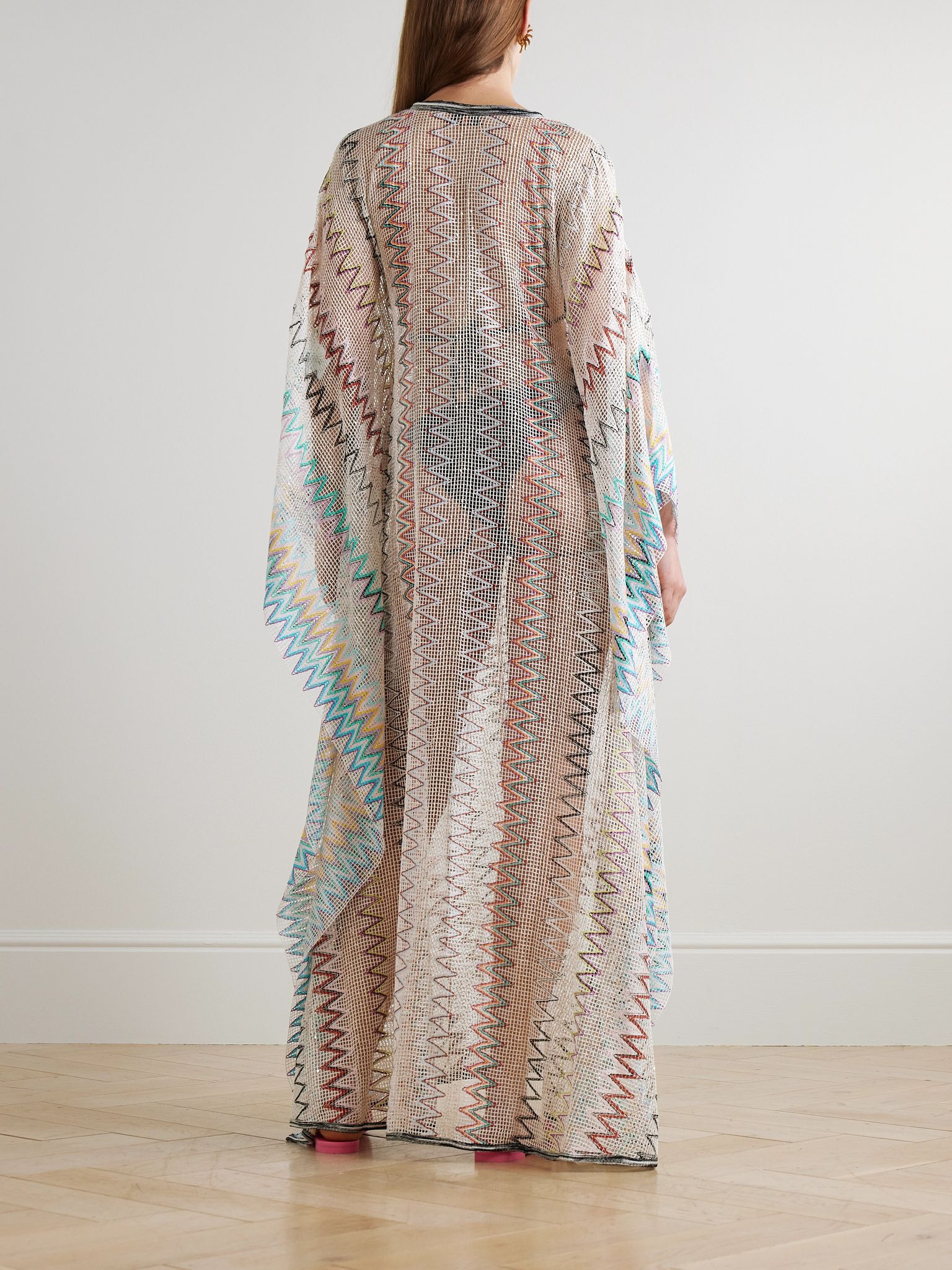 Sequined striped embroidered open-knit coverup Multi - 3