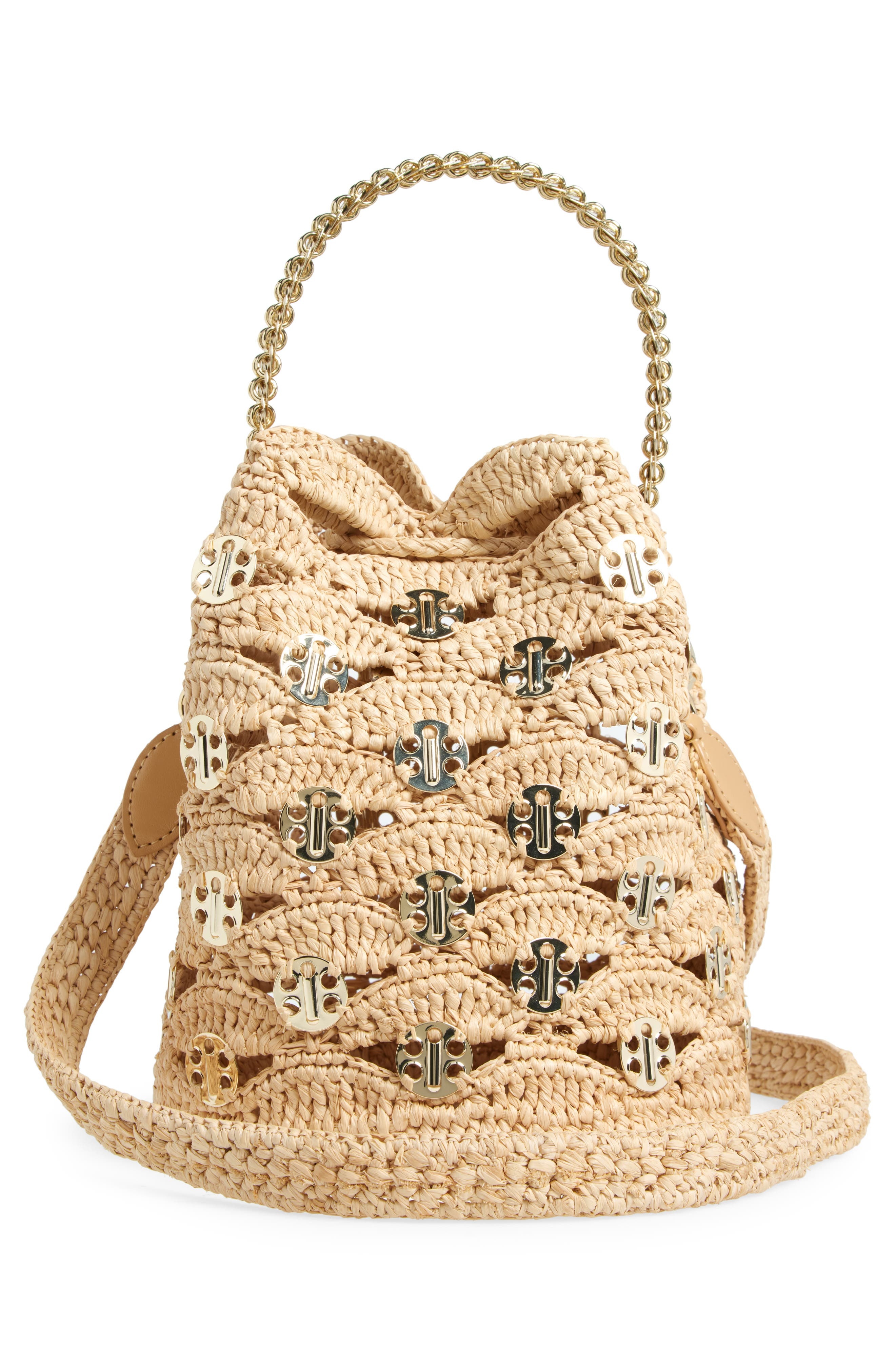 Rabanne Paco Wave Raffia Bucket Bag in Natural /Light Gold at Nordstrom - 4