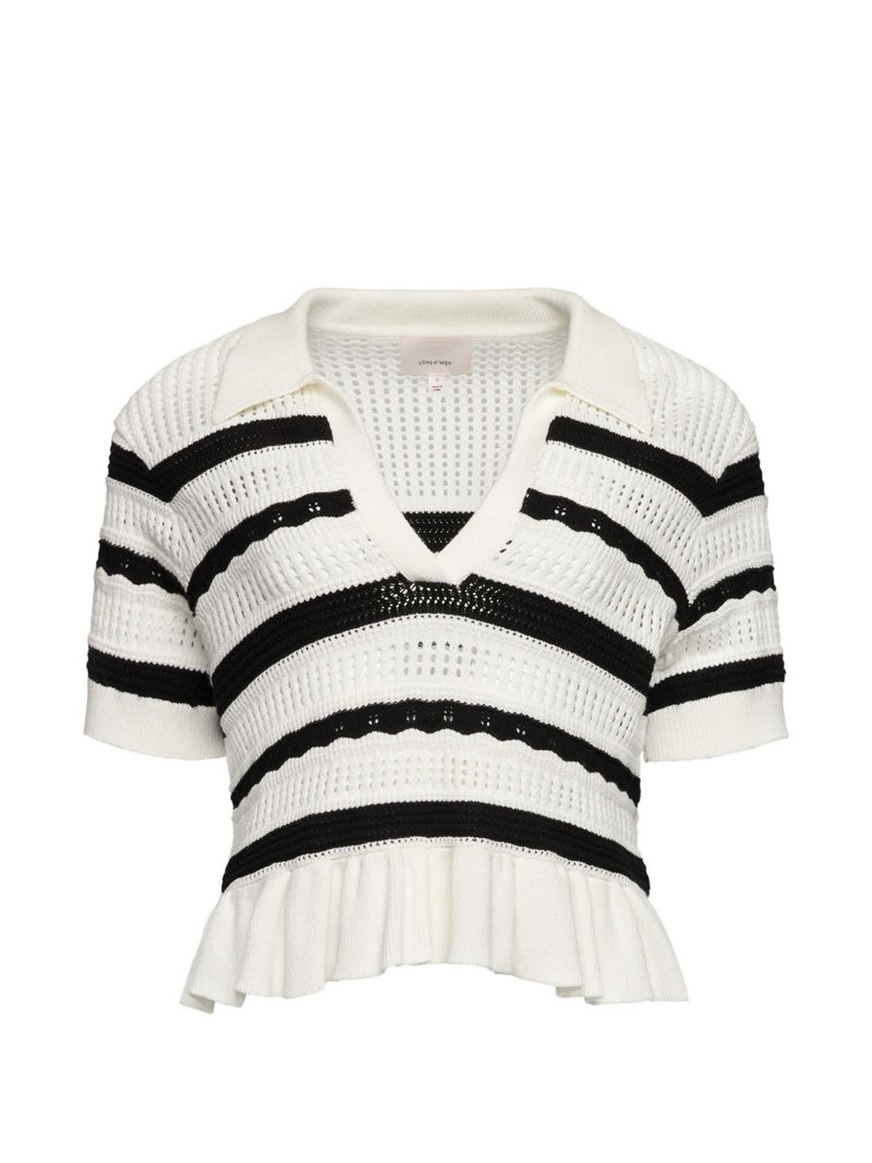 Elvire striped-ruffled sweater 1