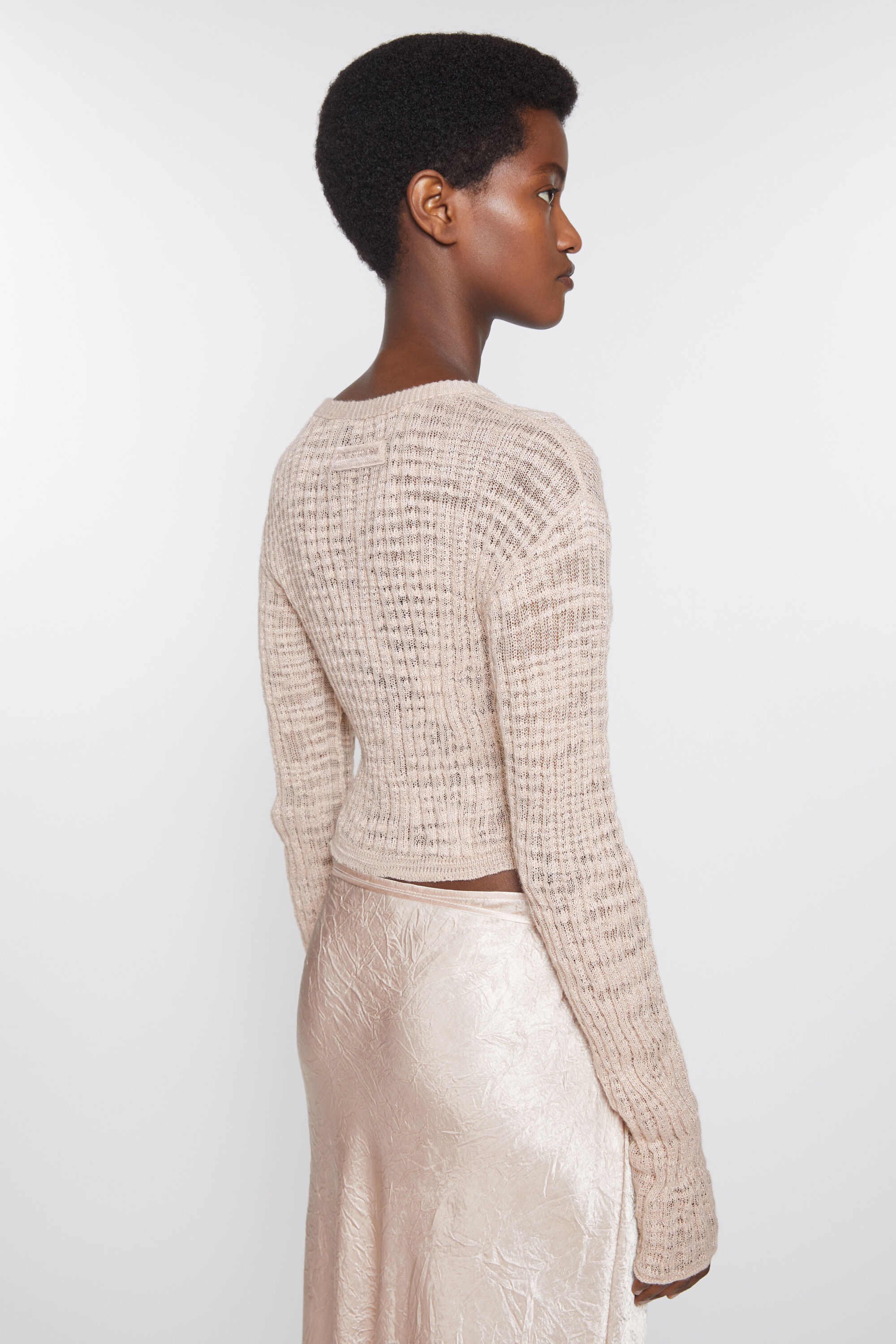 Wide rib cardigan - Dusty pink - 3