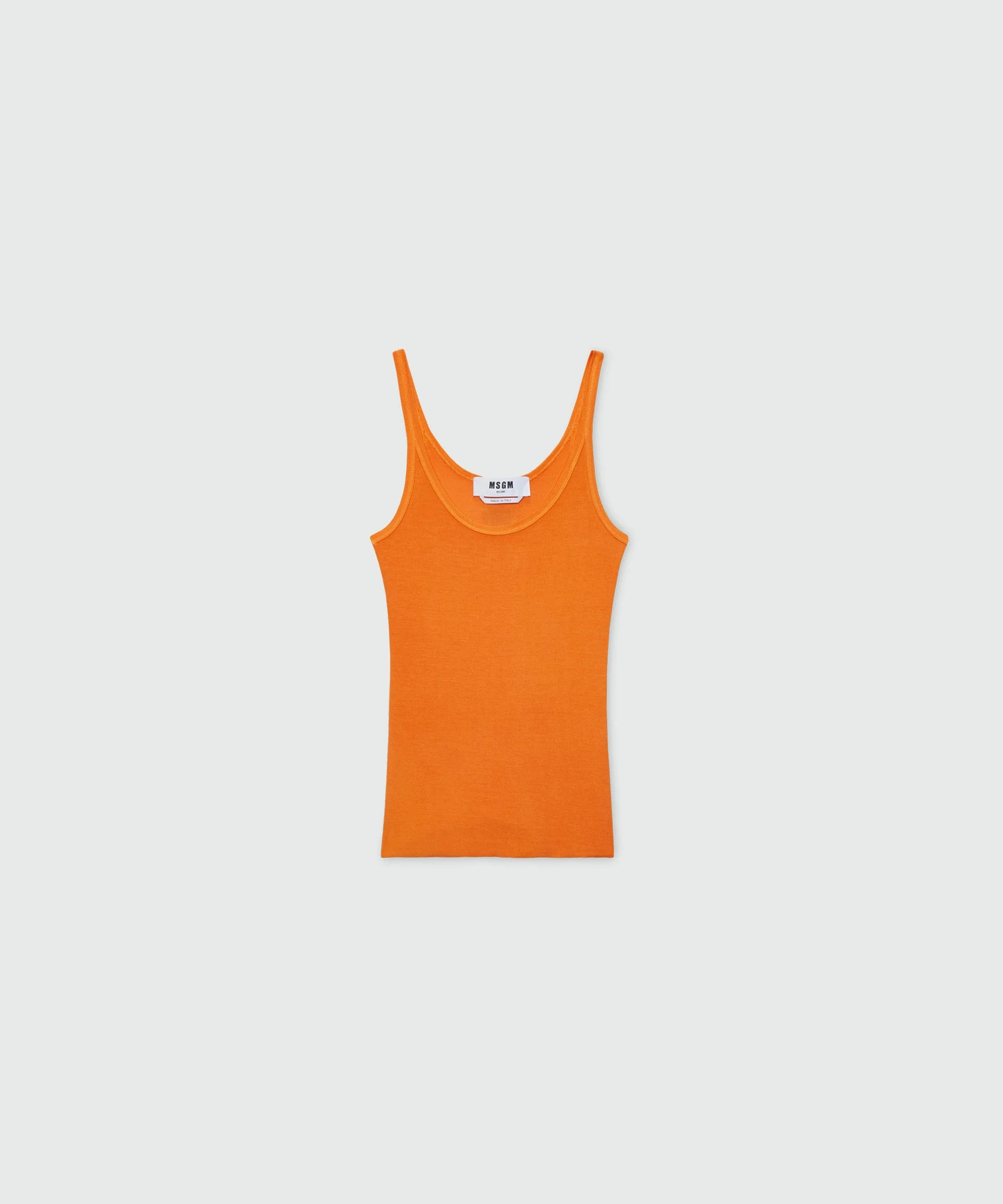 Orange ribbed viscose top - 1