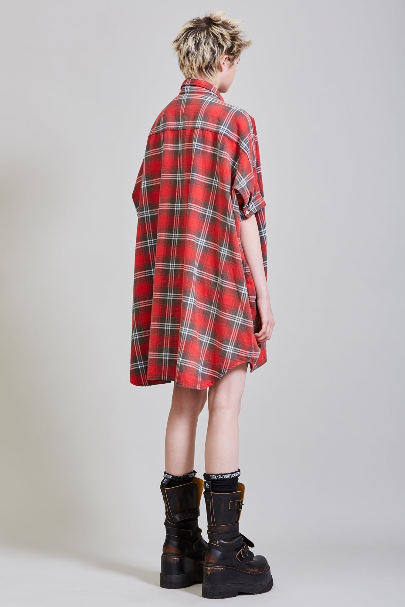 PLAID OVERSIZED BOXY SHIRTDRESS | R13 - 5