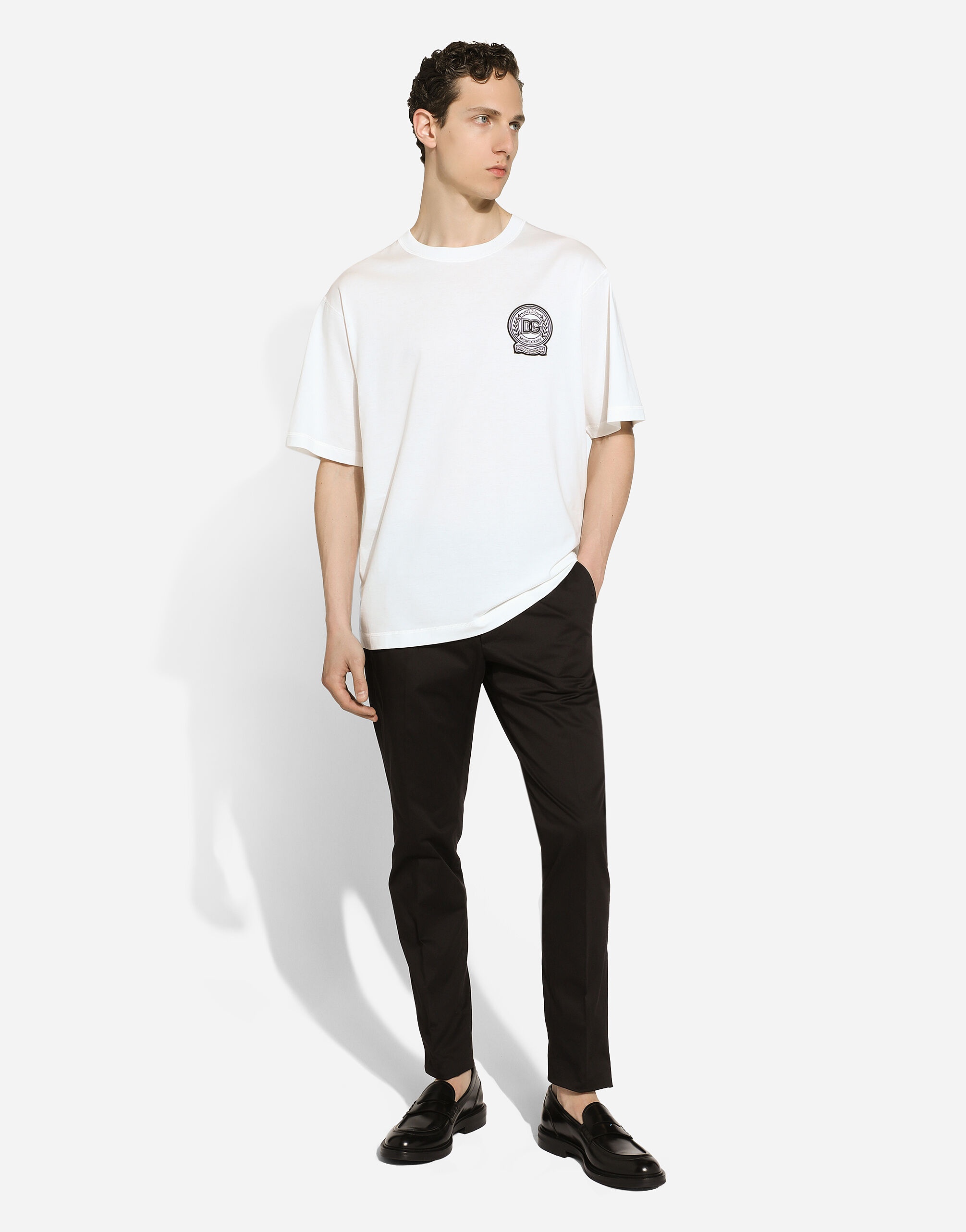 Cotton T-shirt with logo embroidery print - 6