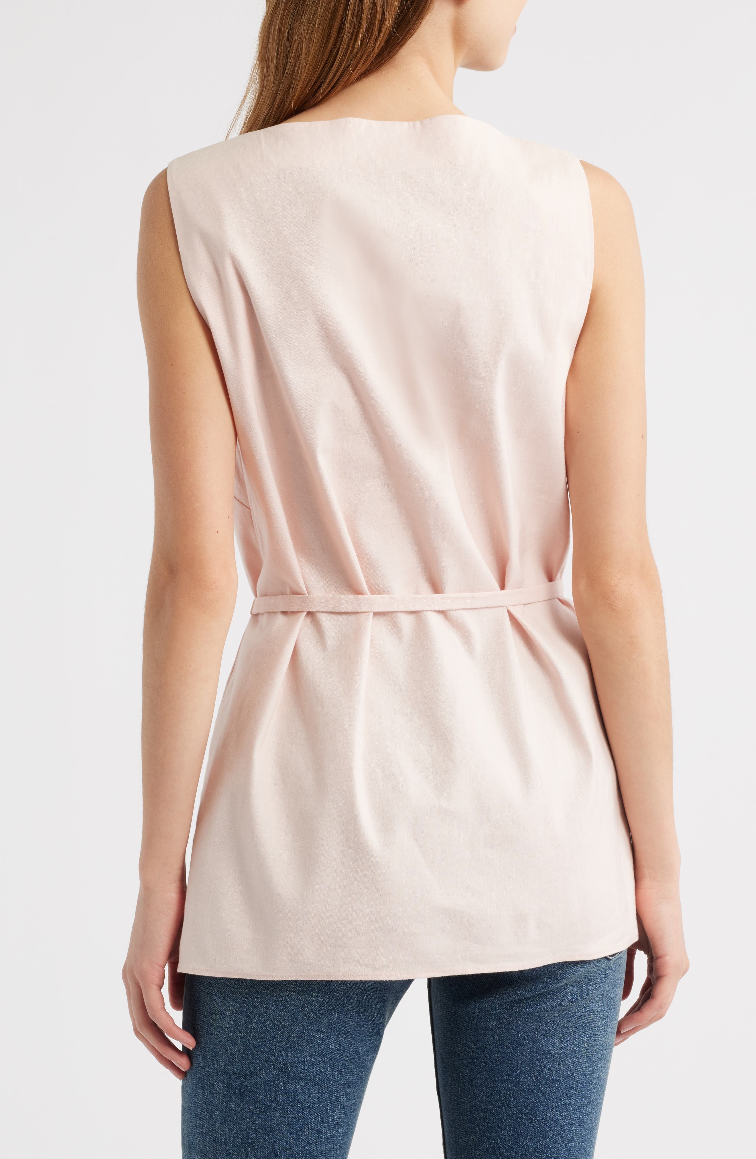 rag & bone Holland Tie Waist Linen Blend Tunic Top in Rose at Nordstrom - 2