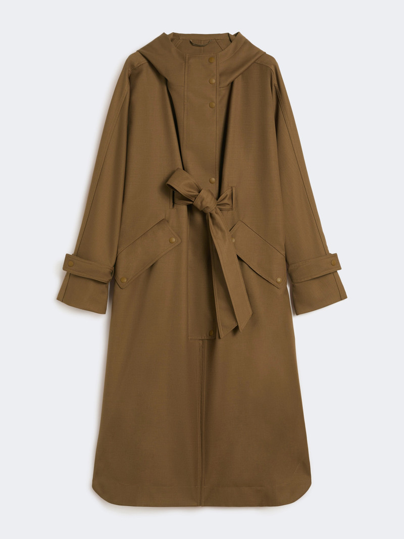 BIACCO Water-repellent wool gabardine duster coat - BROWN 1