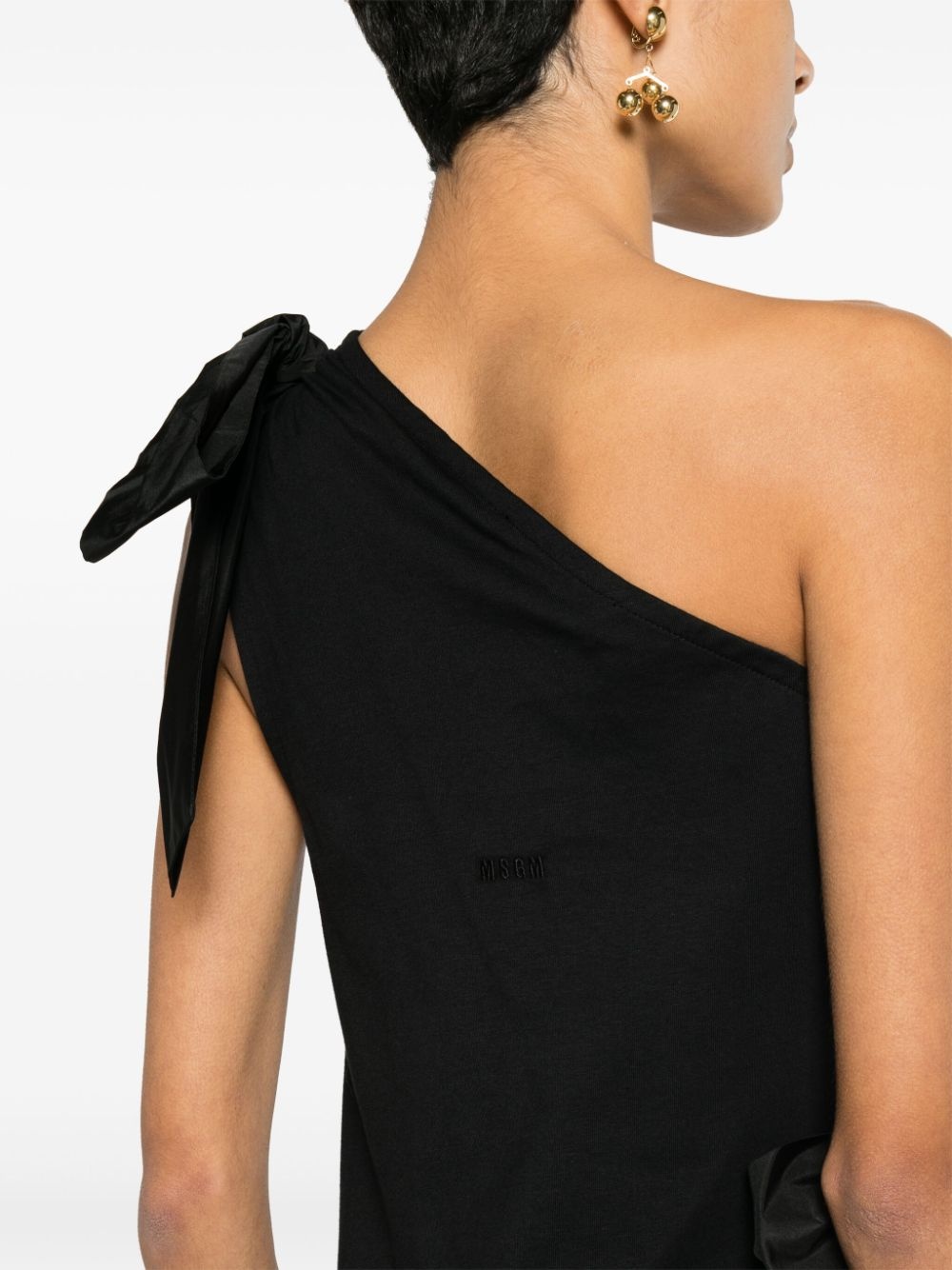 one-shoulder bow-detailed dress - 5