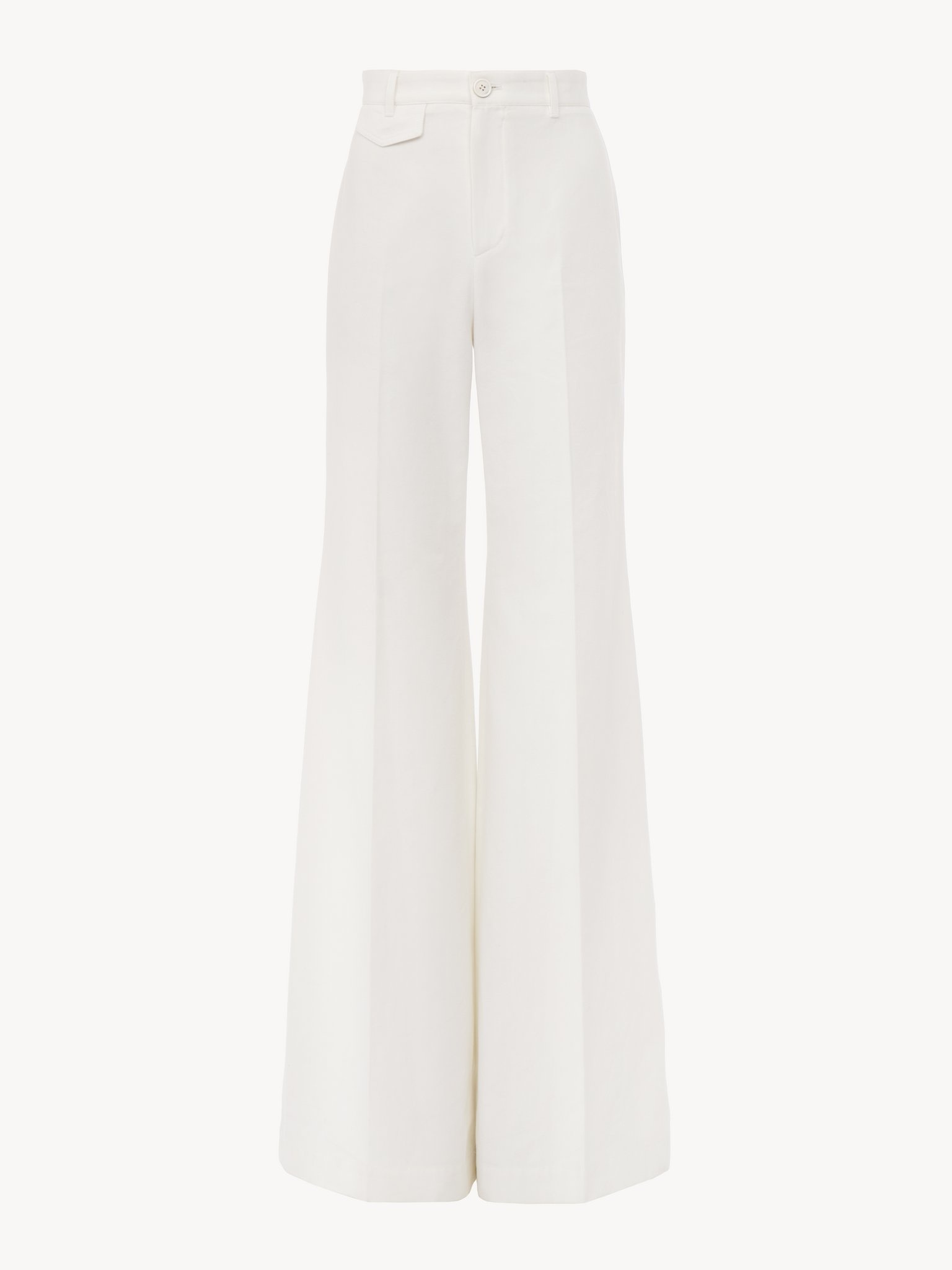 HIGH-RISE FLARED PANTS IN COTTON CANVAS - 2