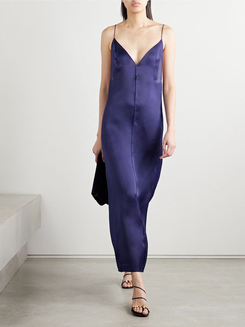 KHAITE Tulula silk-organza midi dress Blue outlook