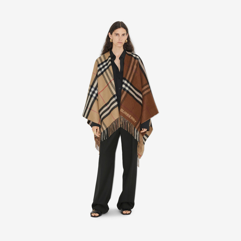 Burberry Contrast Check Wool Cashmere Cape outlook