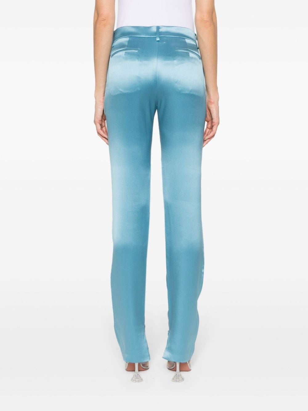 silk satin straight-leg trousers - 4