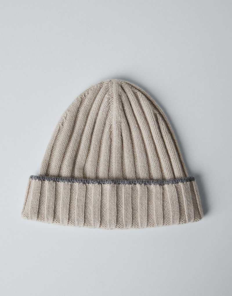 Cashmere rib knit beanie - 1
