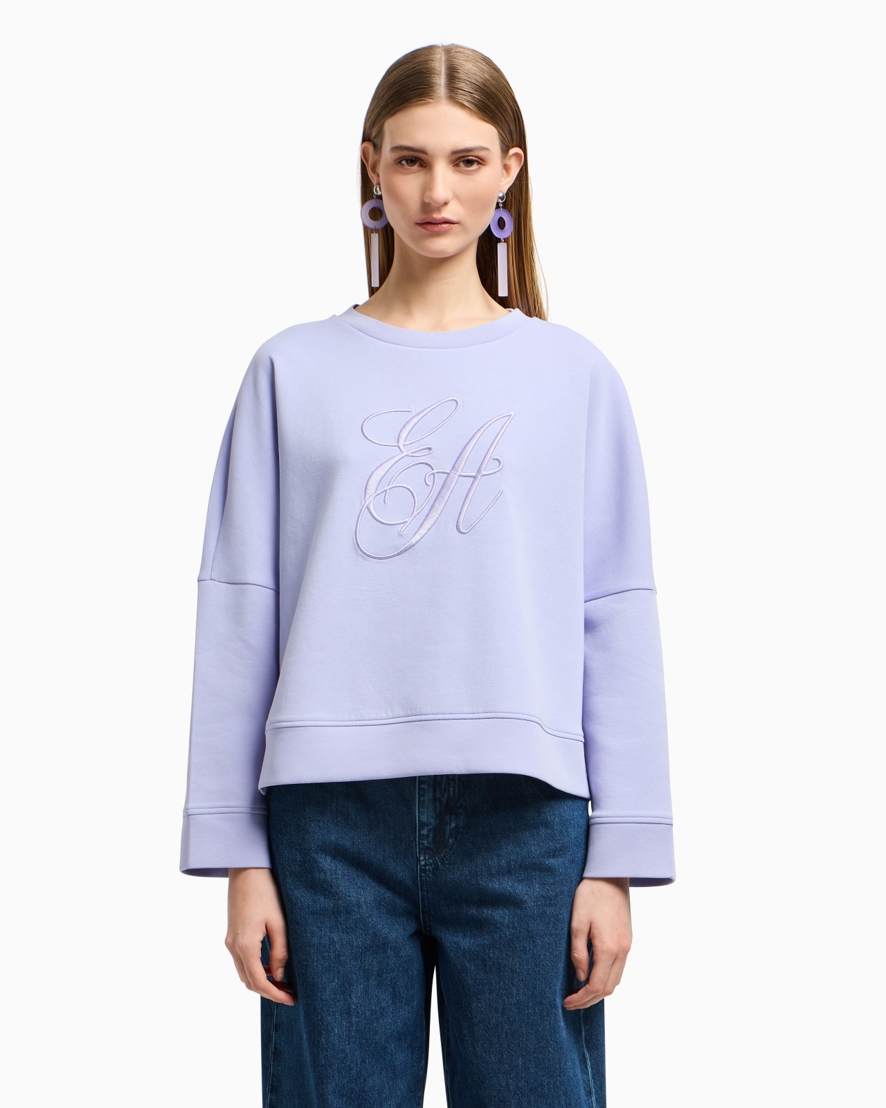 DOUBLE-JERSEY SWEATSHIRT WITH OVERSIZED LOGO EMBROIDERY - 2