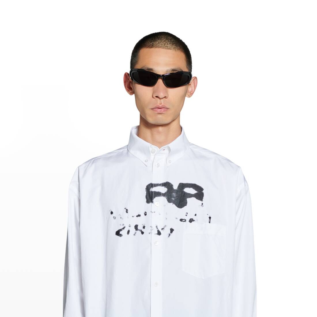 Men's Hand Drawn Bb Icon Long Sleeve Shirt Large Fit in White - 6