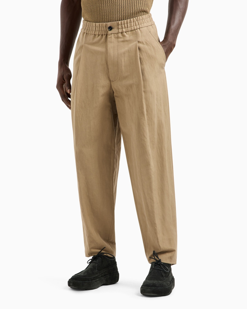 GIORGIO ARMANI SINGLE-PLEAT COTTON AND LINEN TROUSERS outlook