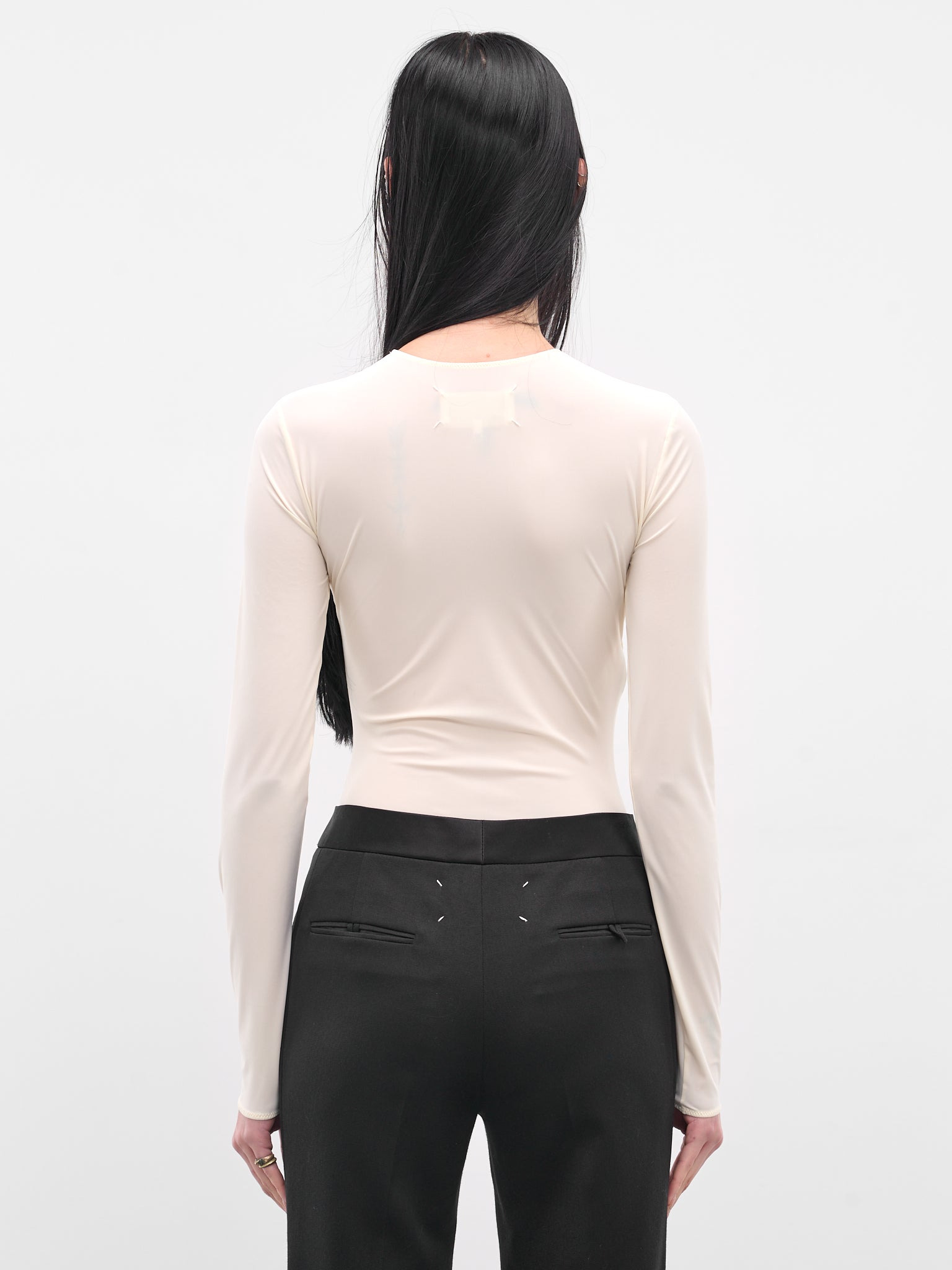 White Long Sleeve Technical Bodysuit - 3