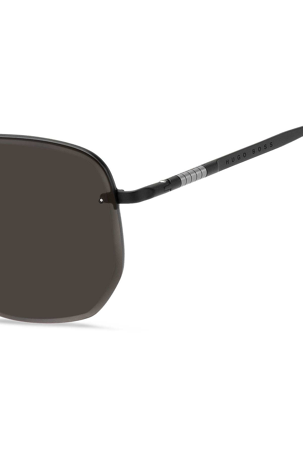 HALF-RIM SUNGLASSES IN BLACK TITANIUM AND METAL - 2
