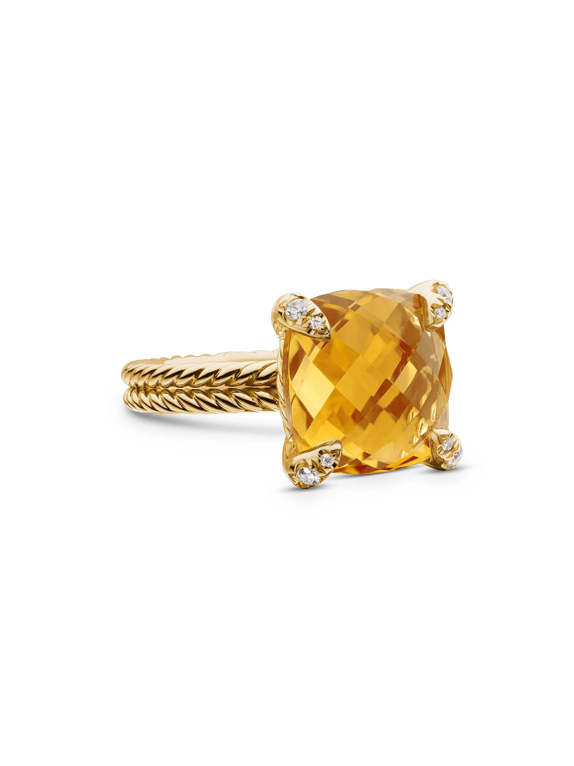 Women's Chatelaine Ring in 18K Yellow Gold with Pavé Diamonds - Citrine - 1