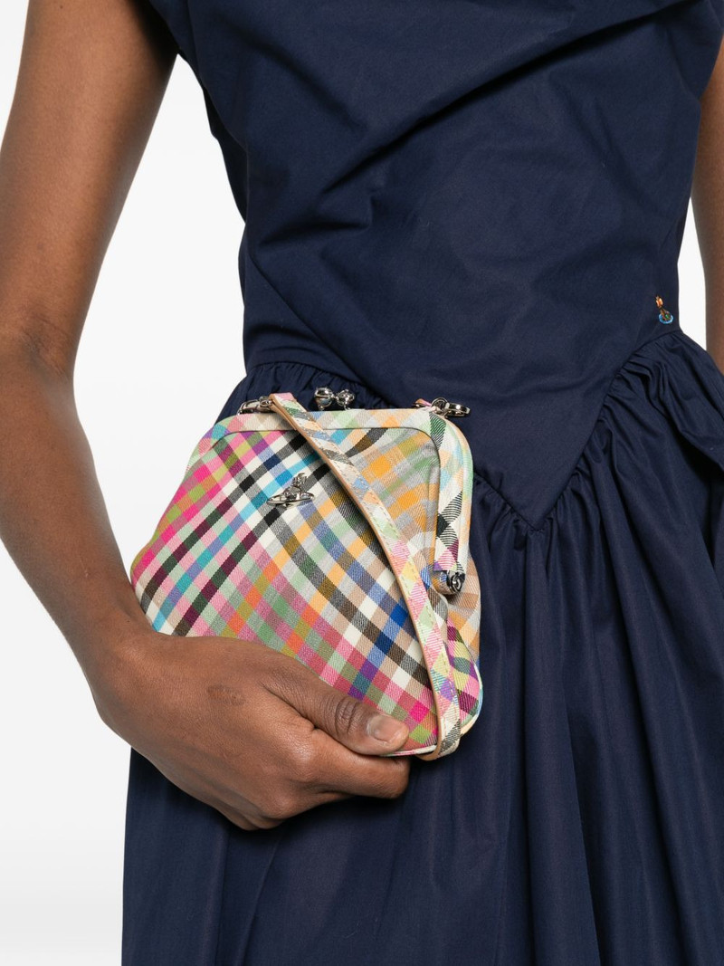 Vivienne Westwood Vivienne orb-motif check-pattern clutch bag outlook