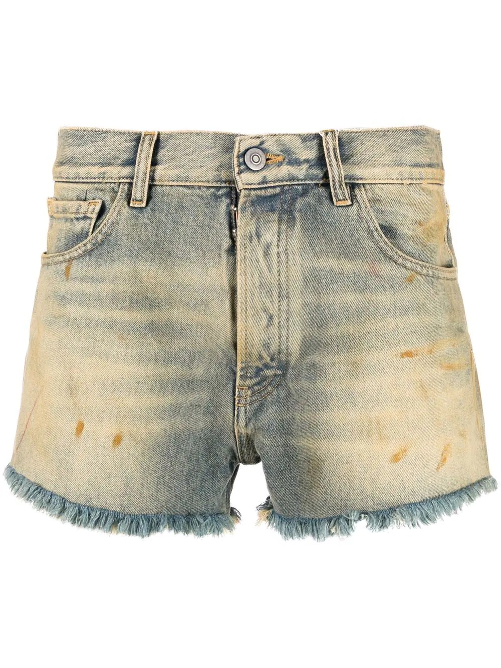 dirt-effect denim shorts - 1