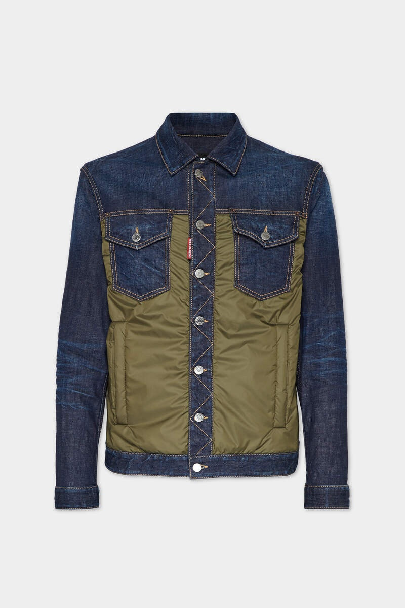 DARK URBAN WASH DENIM PUFFER JEAN JACKET 1