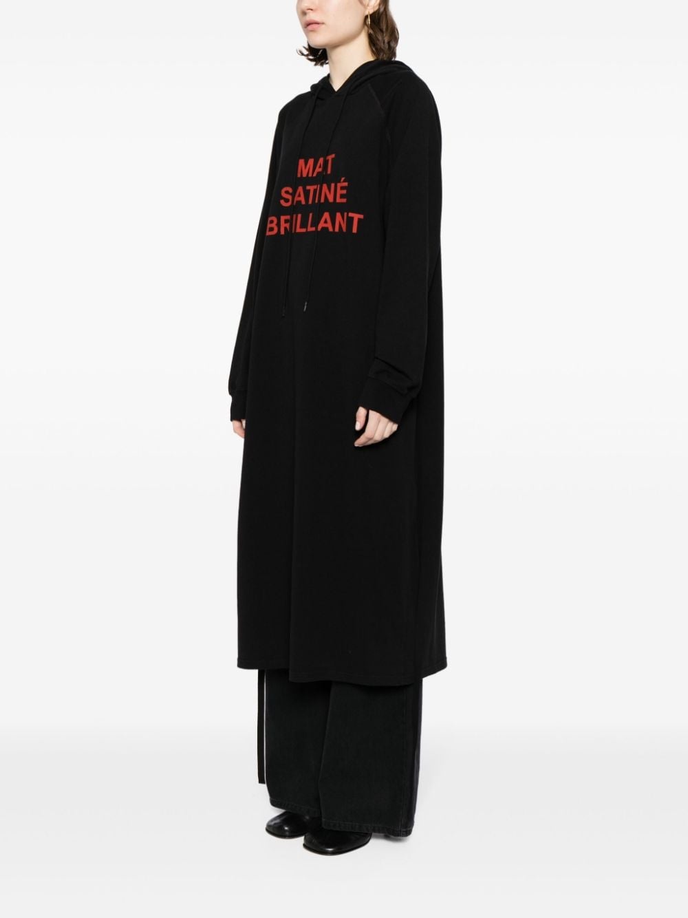 slogan-print drawstring hoodie - 3