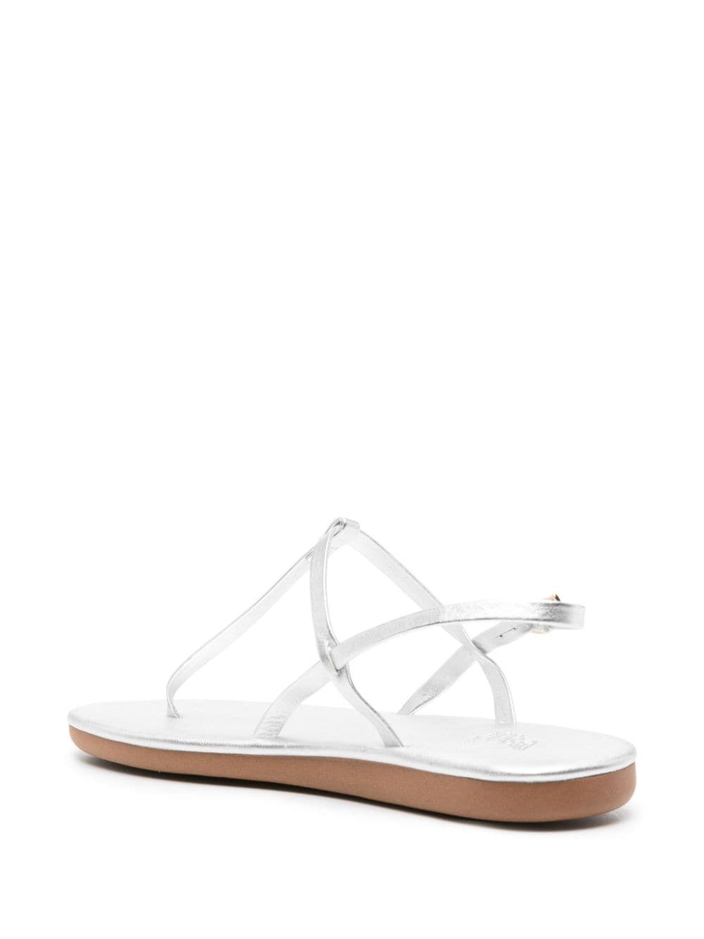 Lito logo-debossed metallic leather sandals - 3