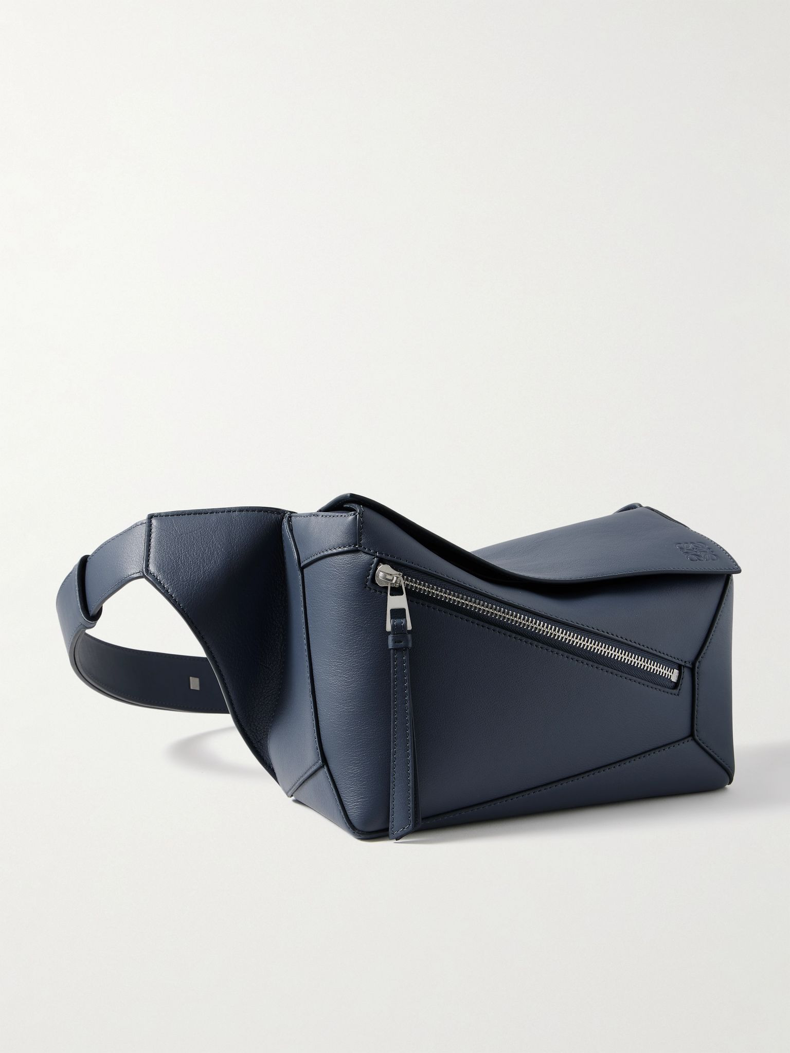 Puzzle Edge Small Leather Belt Bag Blue - 1