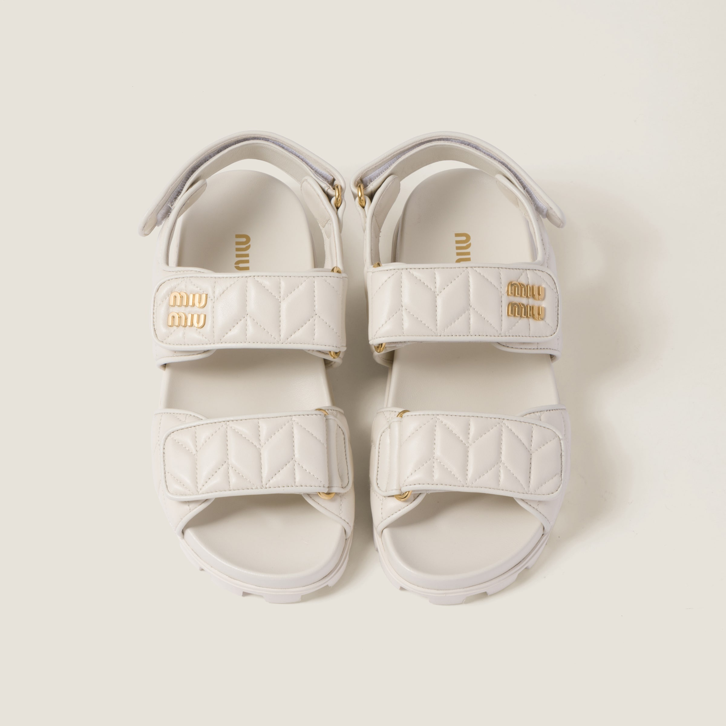 Miu Miu Sporty matelassé nappa leather sandals | REVERSIBLE