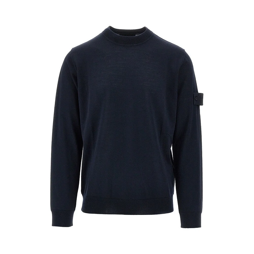 Stone Island Ghost Virgin Wool Crewneck Sweater Blue - 1