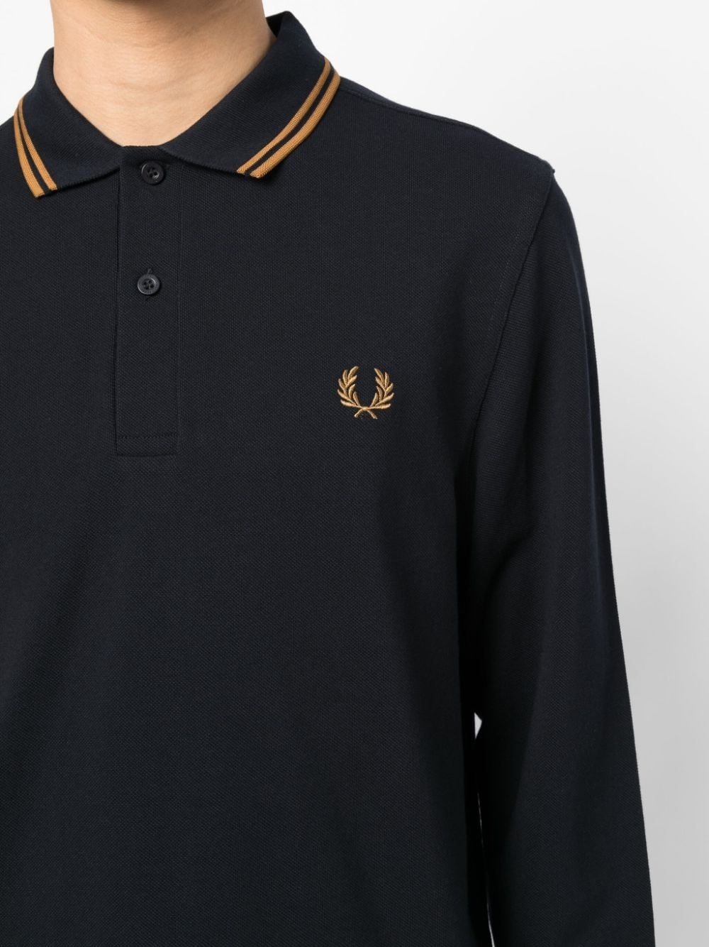 logo-embroidered long-sleeved polo shirt - 9