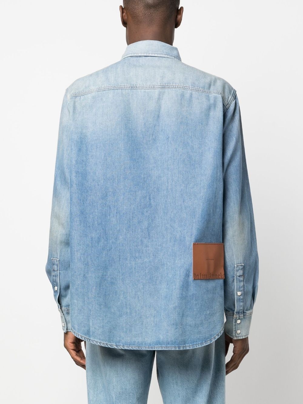 monogram-embroidered denim shirt - 4