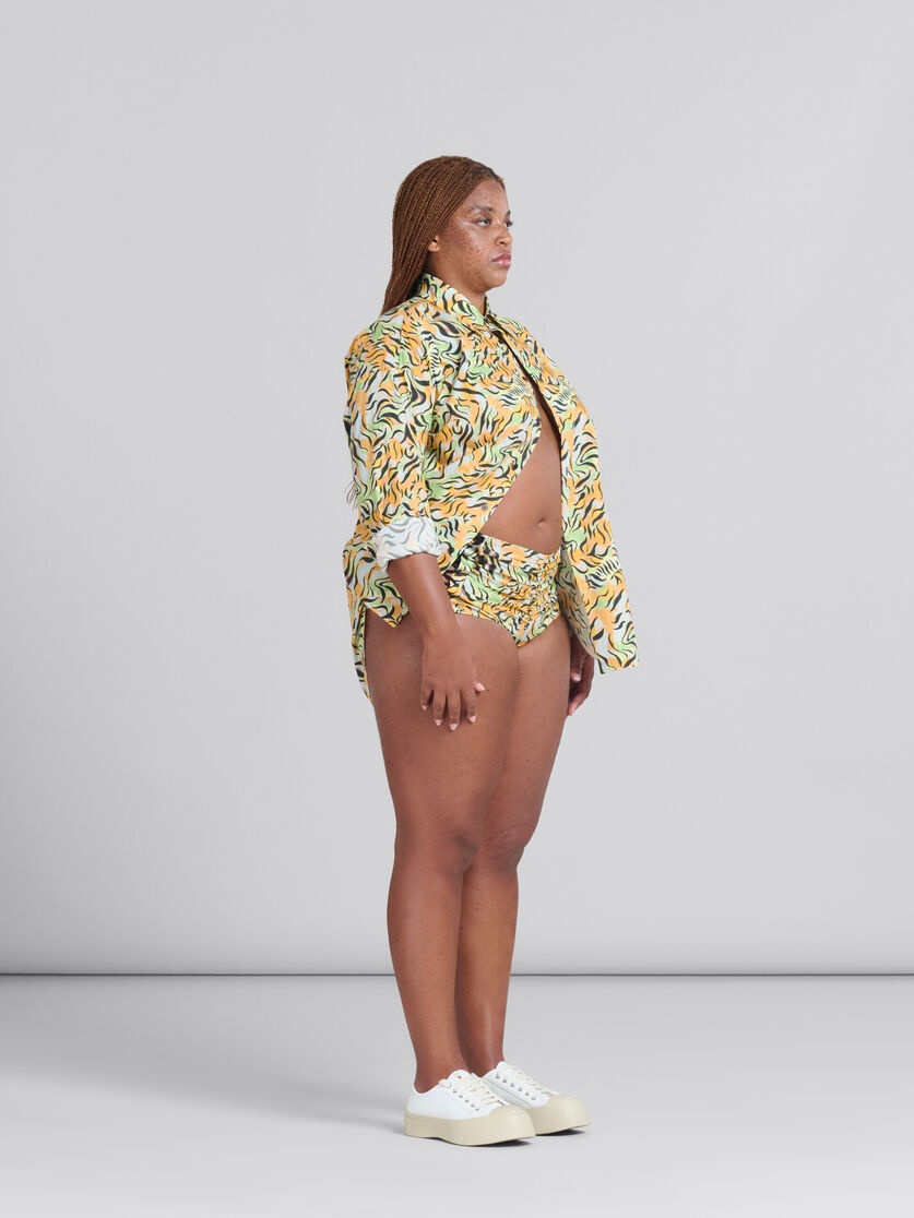 ORANGE AND GREEN PRINTED ORGANIC POPLIN HOT PANTS - 5