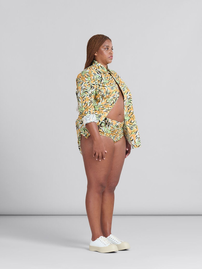 ORANGE AND GREEN PRINTED ORGANIC POPLIN HOT PANTS 5