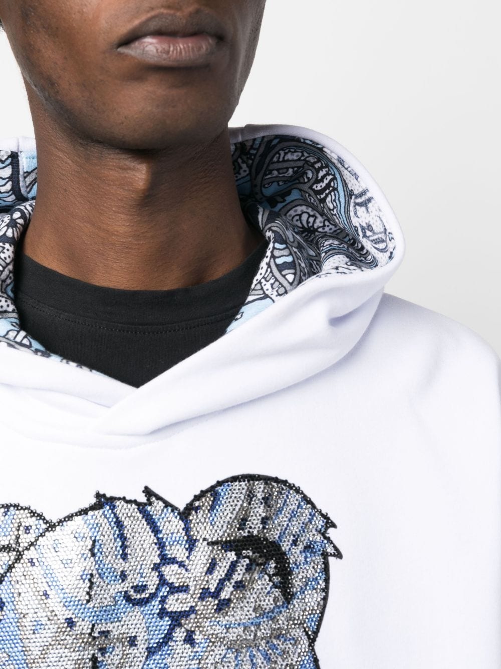 rhinestone teddy-bear print hoodie - 5