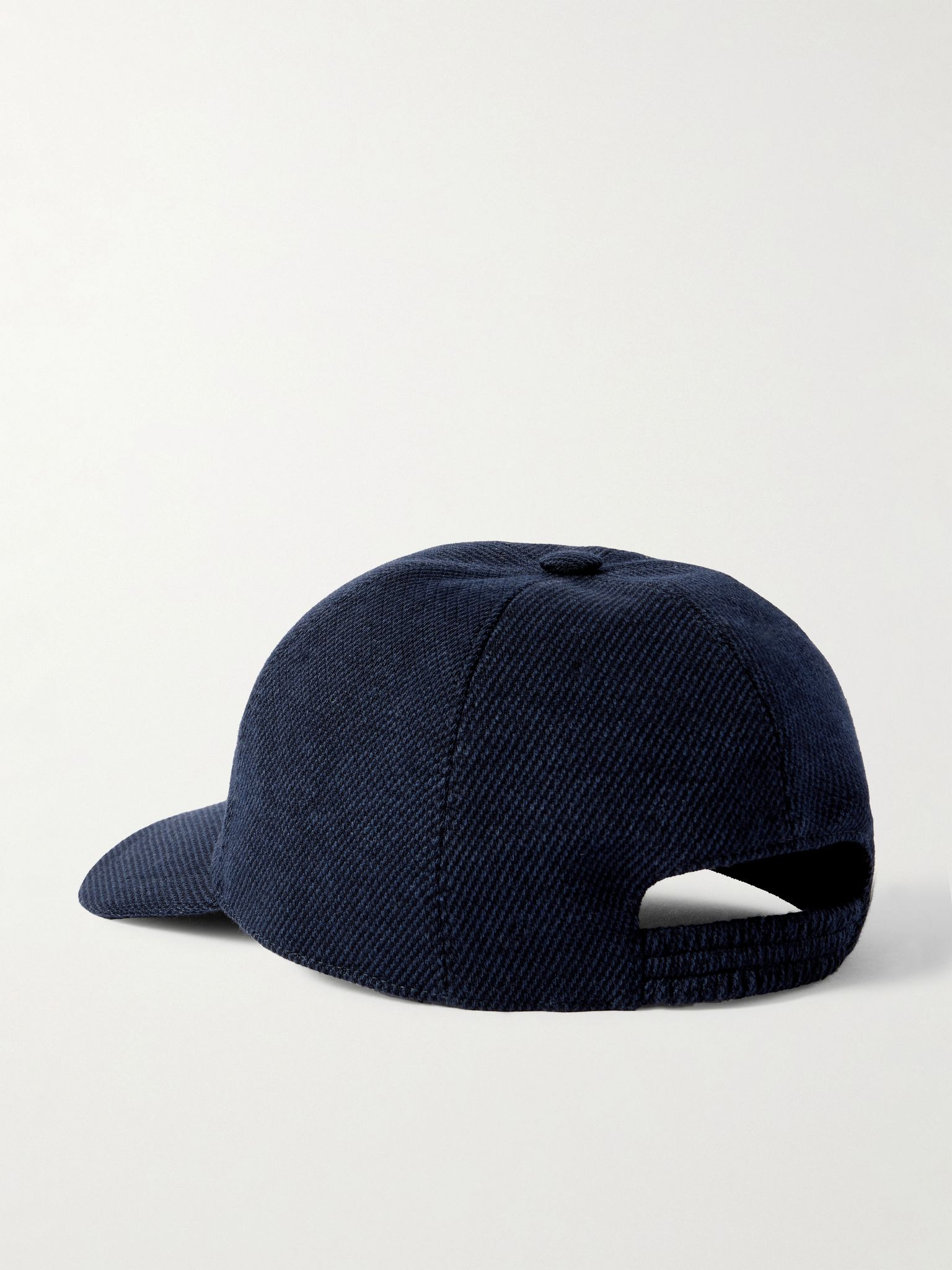 Wool and Cashmere-Blend Twill Baseball Cap Navy - 3