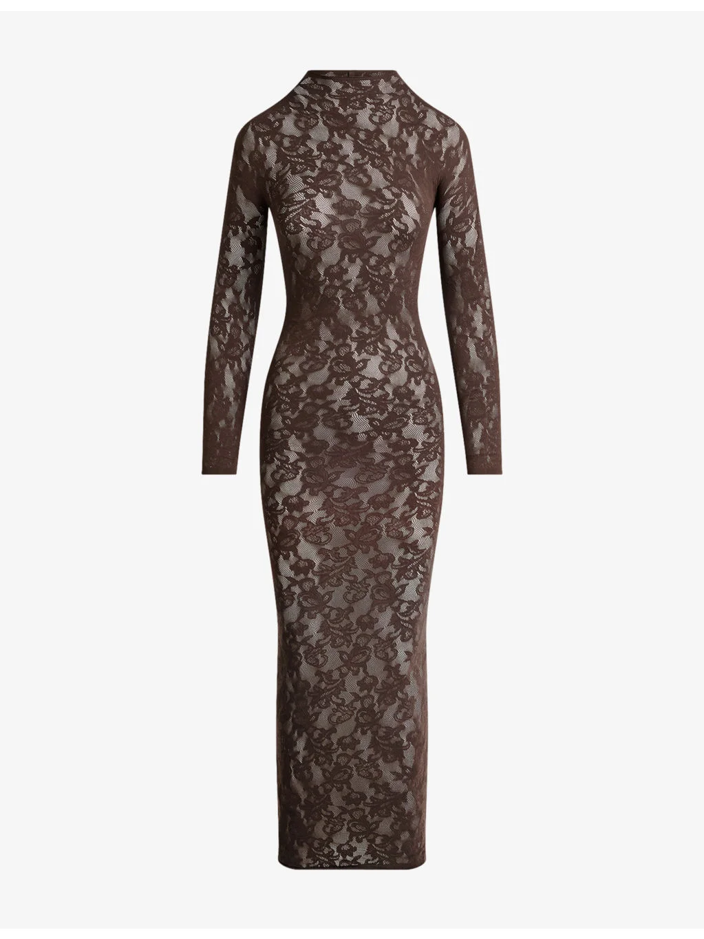 Knit Lace Mock Neck Midi Dress - 1