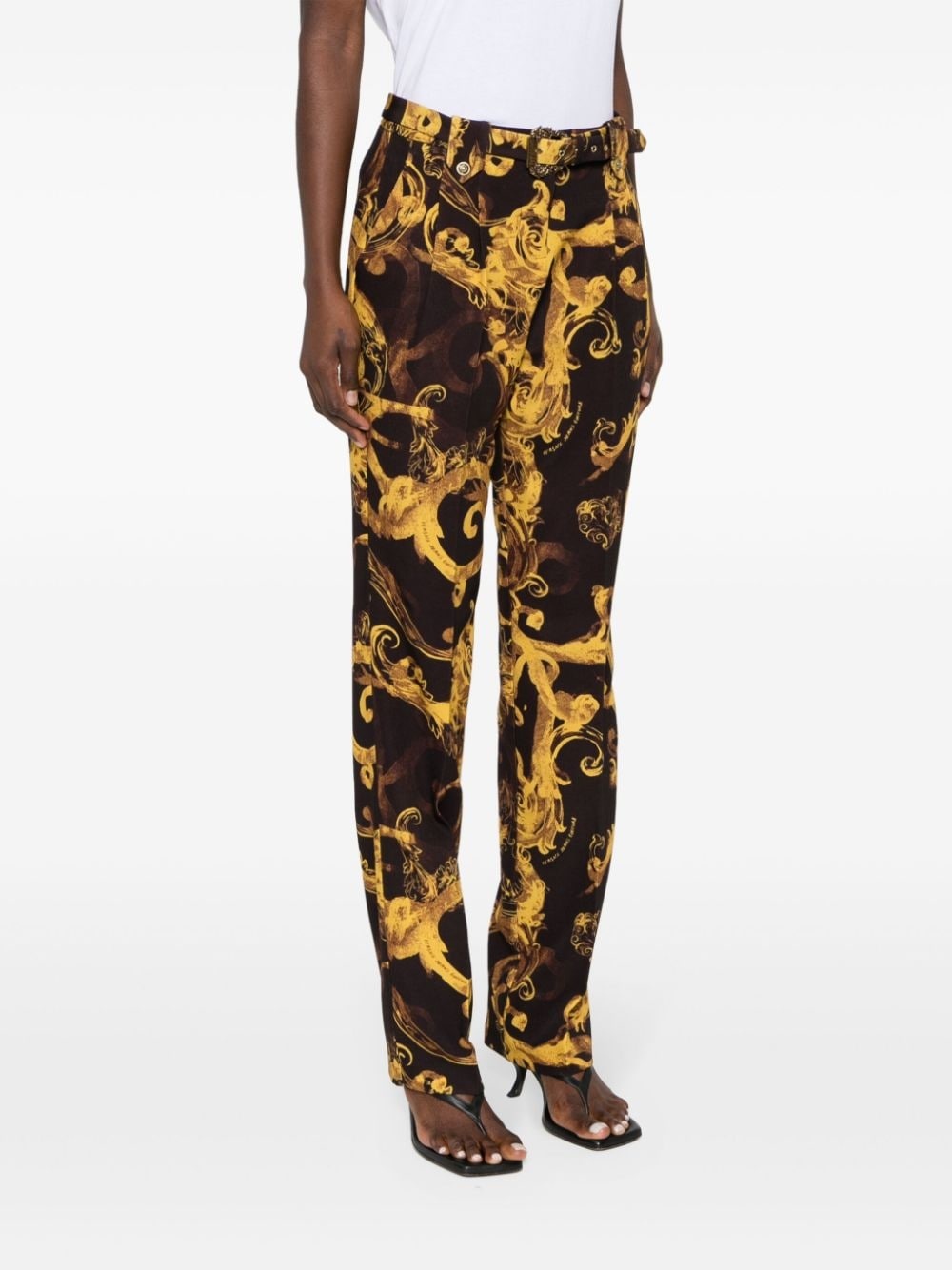 Barocco-print tapered trousers - 3