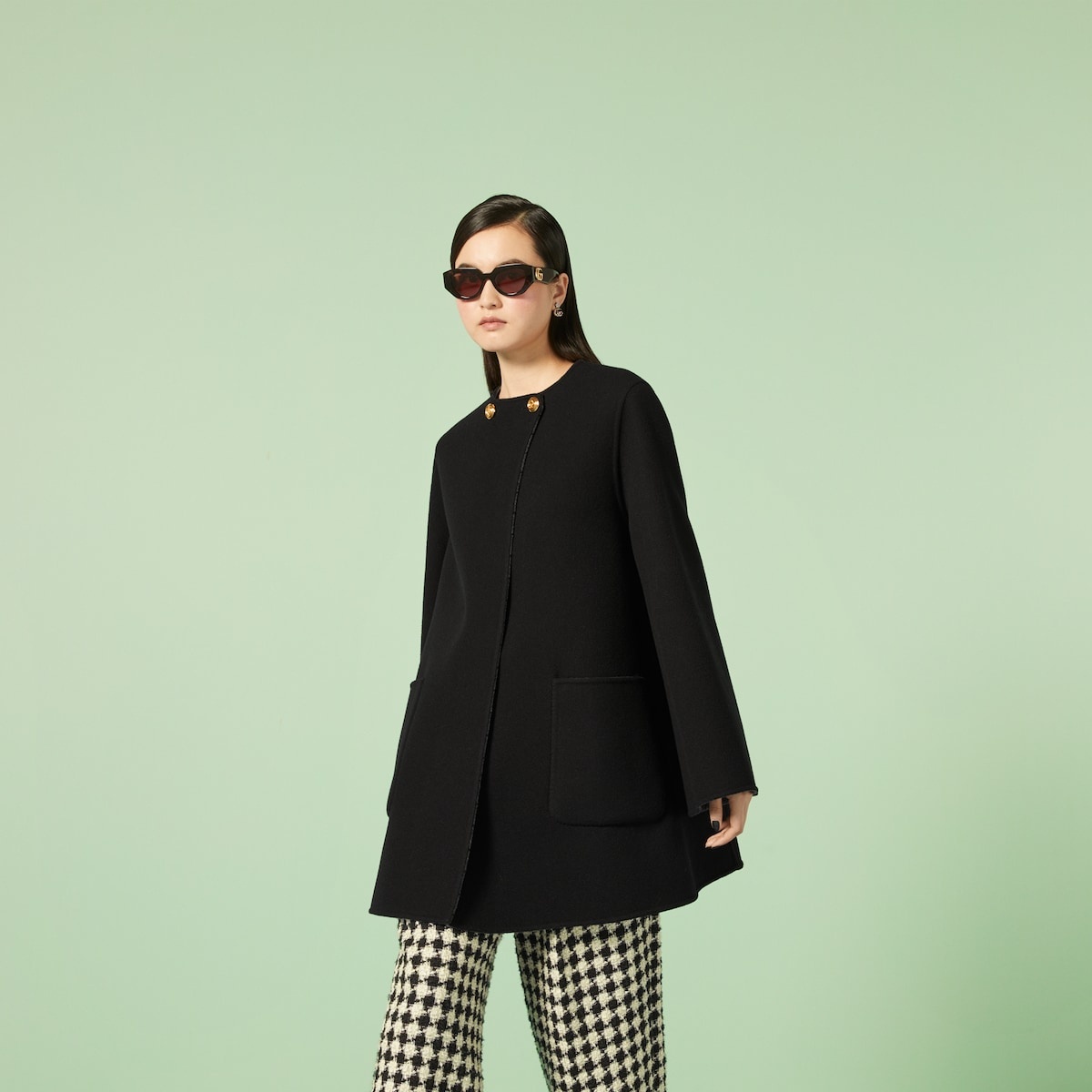 Reversible diagonal G wool coat - 5