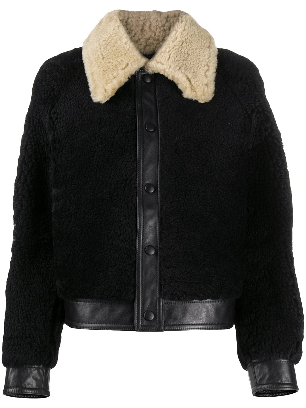 contrast collar shearling jacket - 1