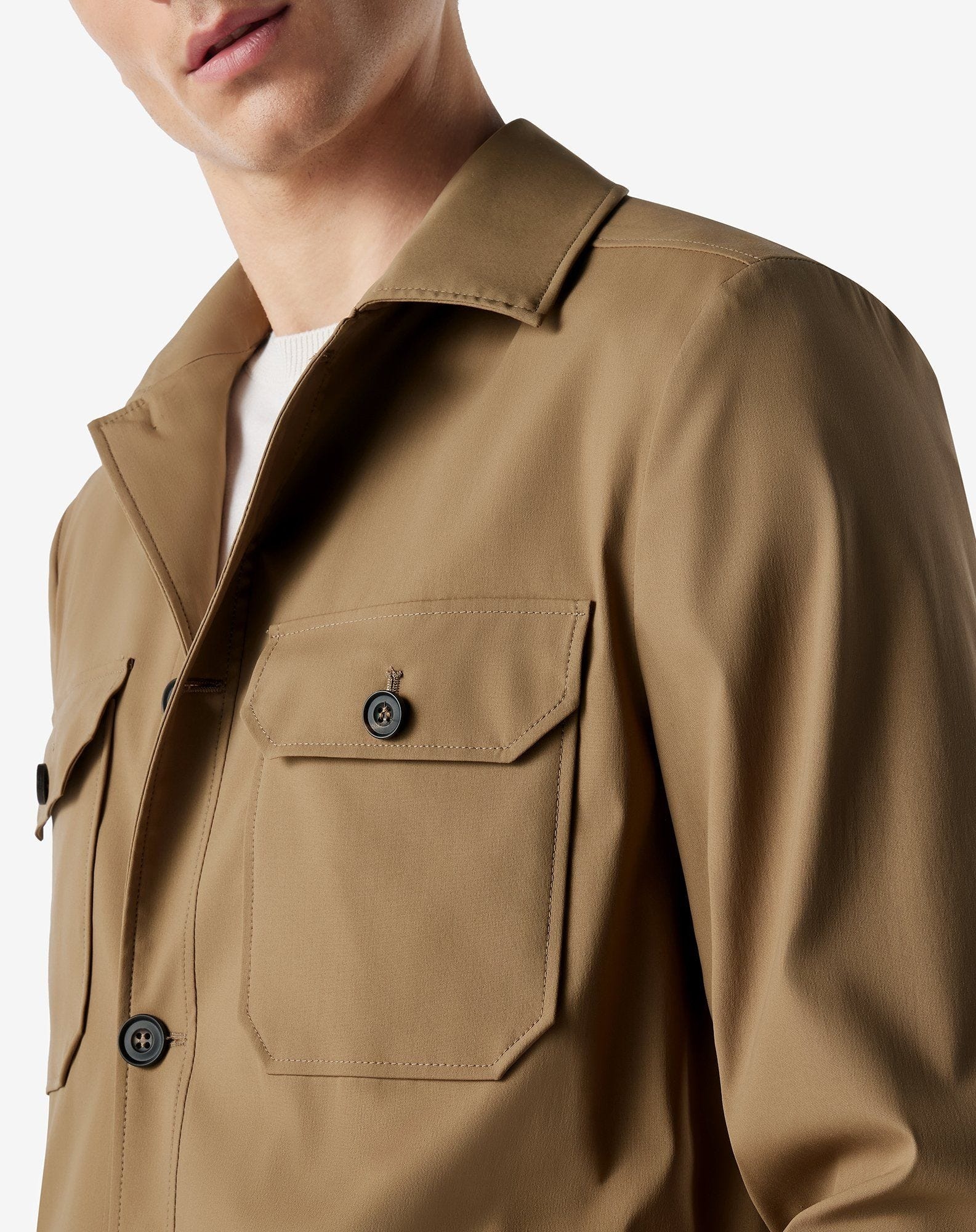 Beige technical wool overshirt - 5