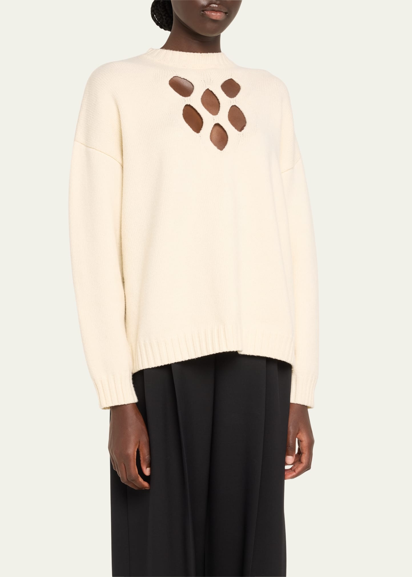 Linstead Intarsia Cutout Oversized Wool Sweater - 4