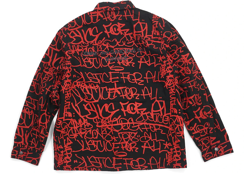 Supreme Supreme Comme des Garcons SHIRT Printed Canvas Chore Coat Black outlook