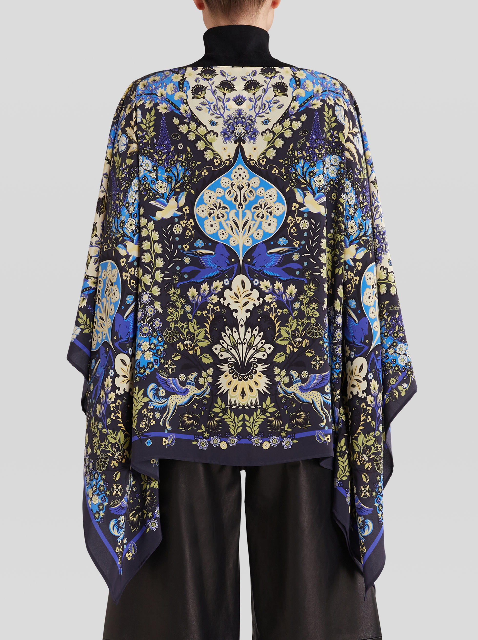 PRINTED SILK PONCHO - 4