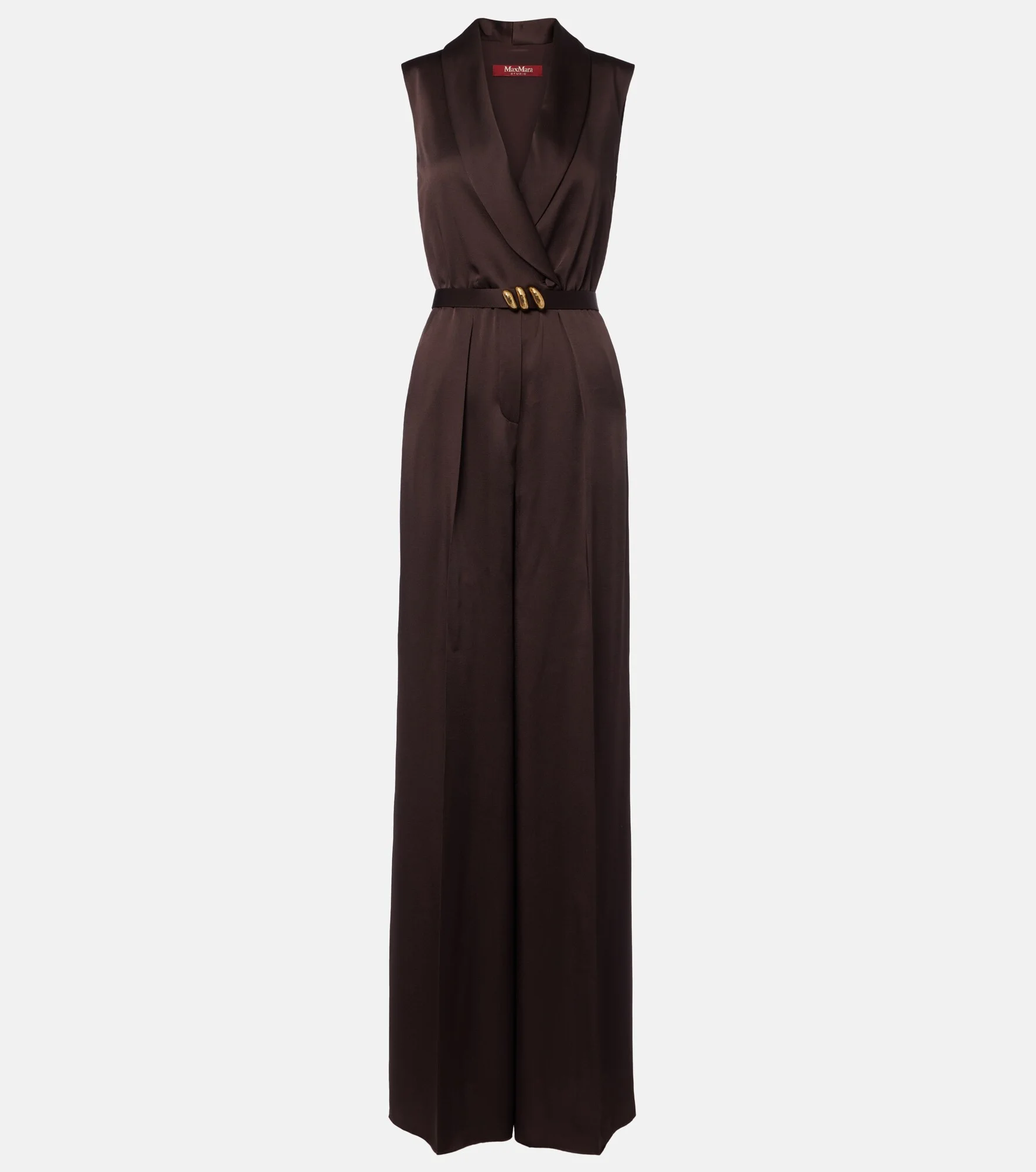 Belted satin jumpsuit - 1