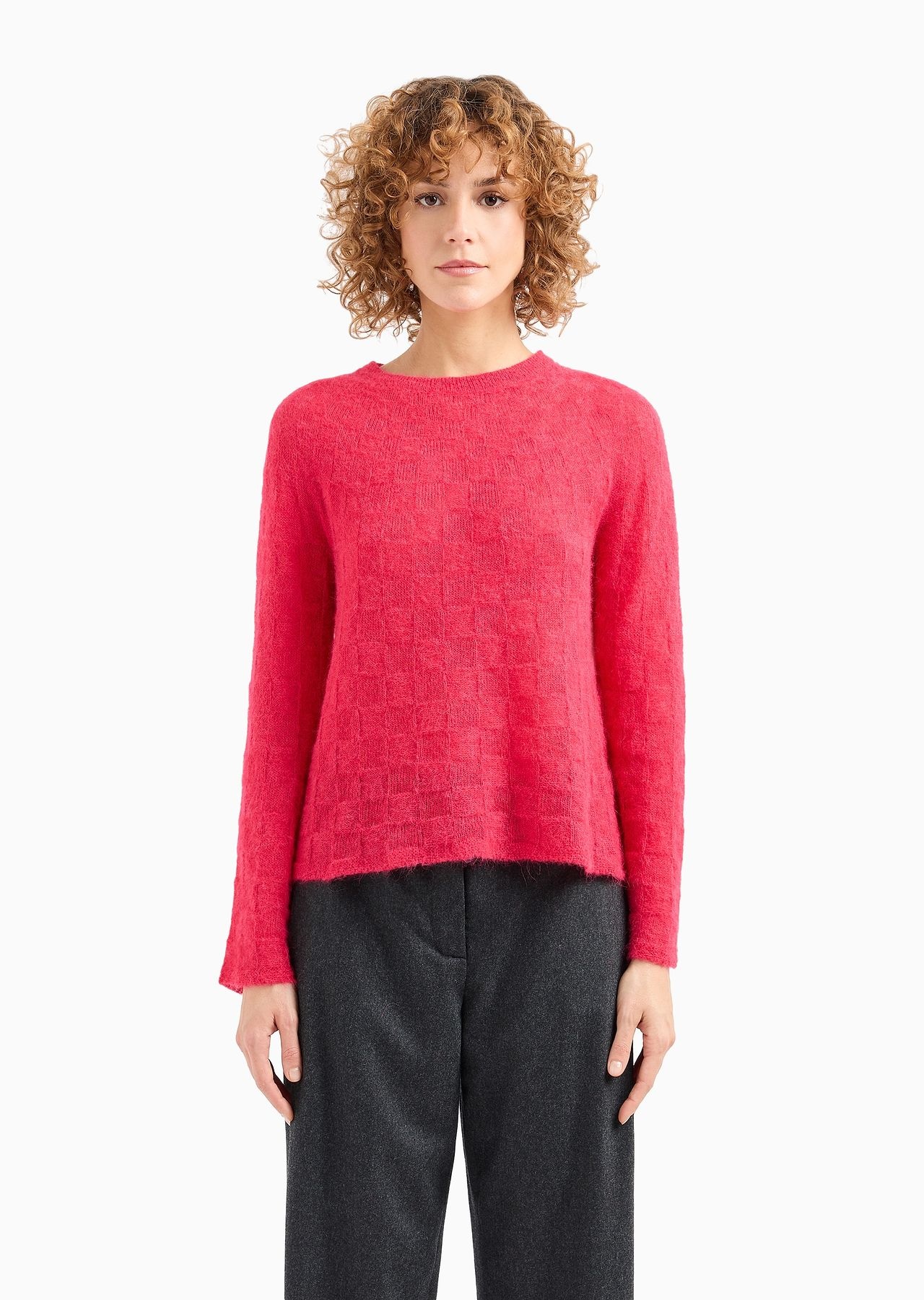Seamless alpaca jumper with a check motif - 2