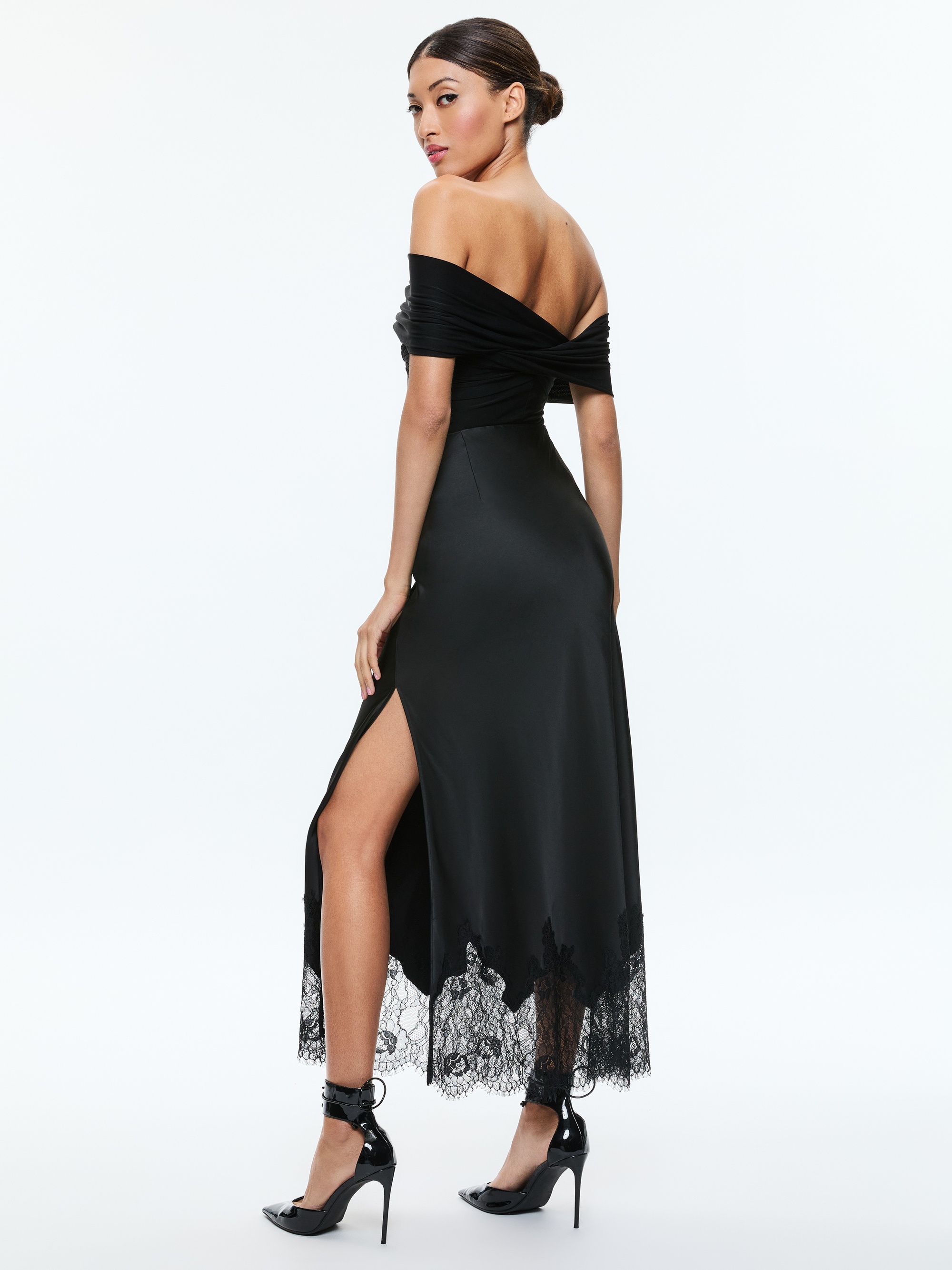 MAEVE MIDI SLIP SKIRT WITH LACE TRIM - 4