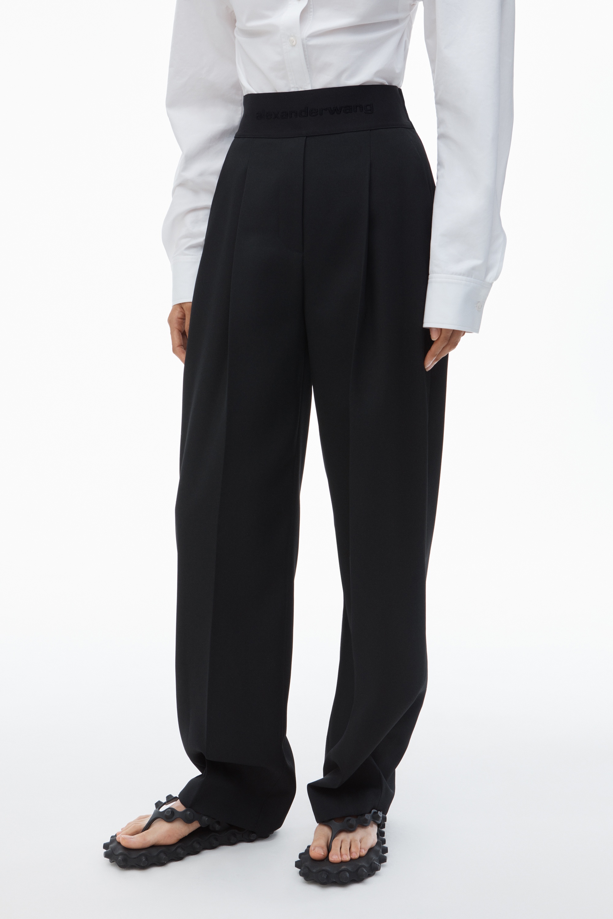 high waisted trouser with logo waistband - 3