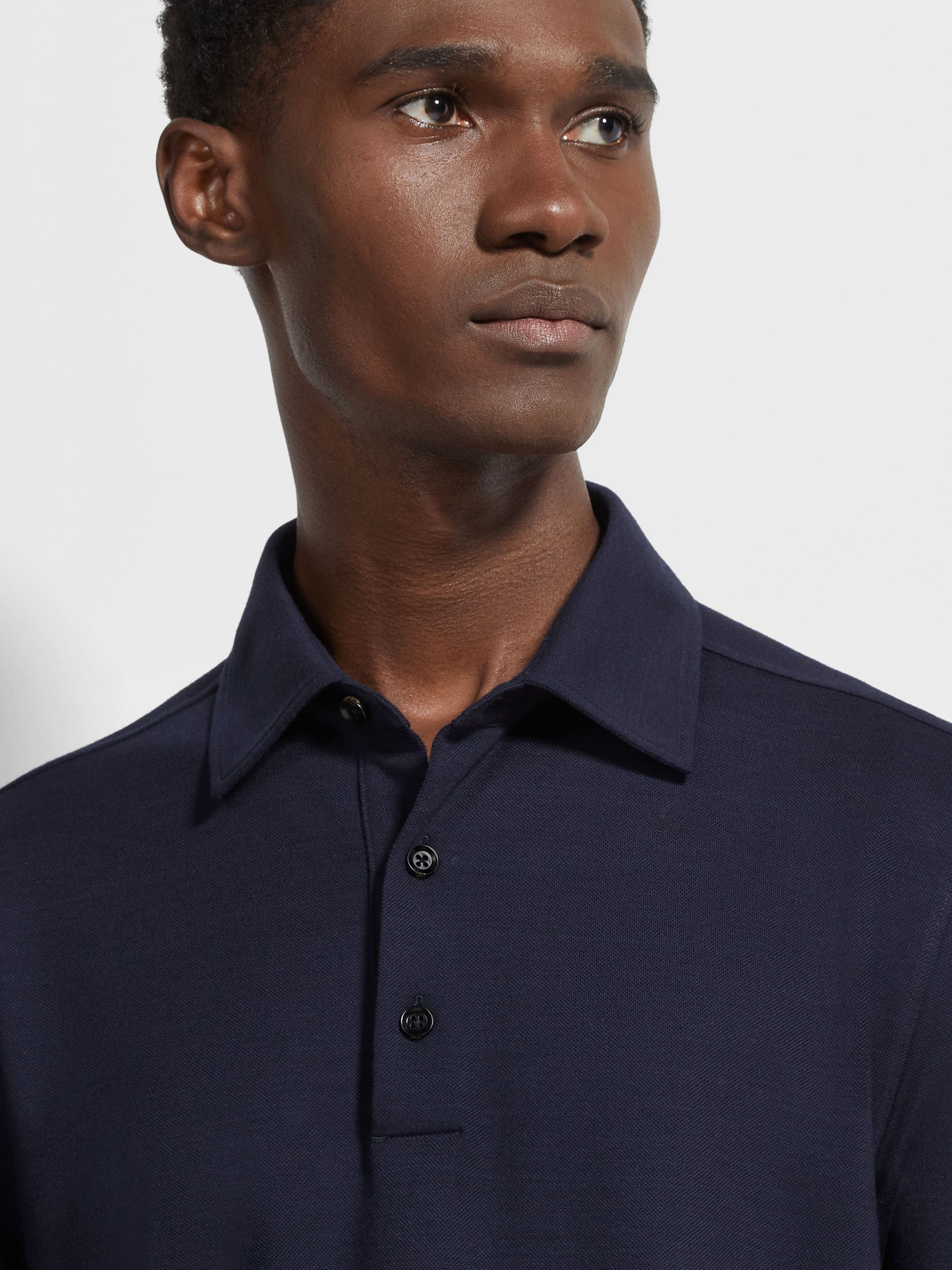 NAVY BLUE VELLUS AUREUM POLO SHIRT - 2
