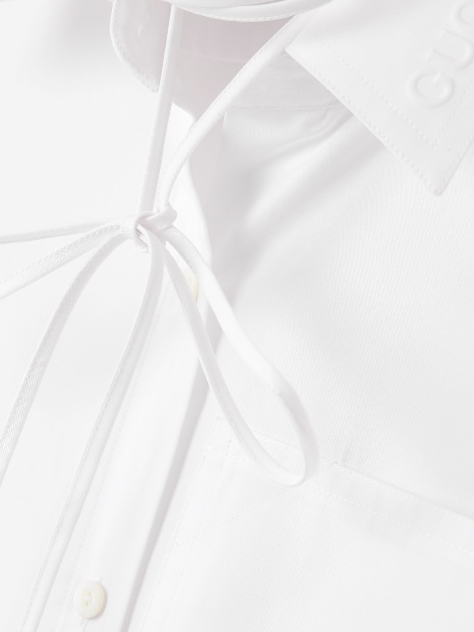 Tie-neck cotton-poplin shirt White - 4