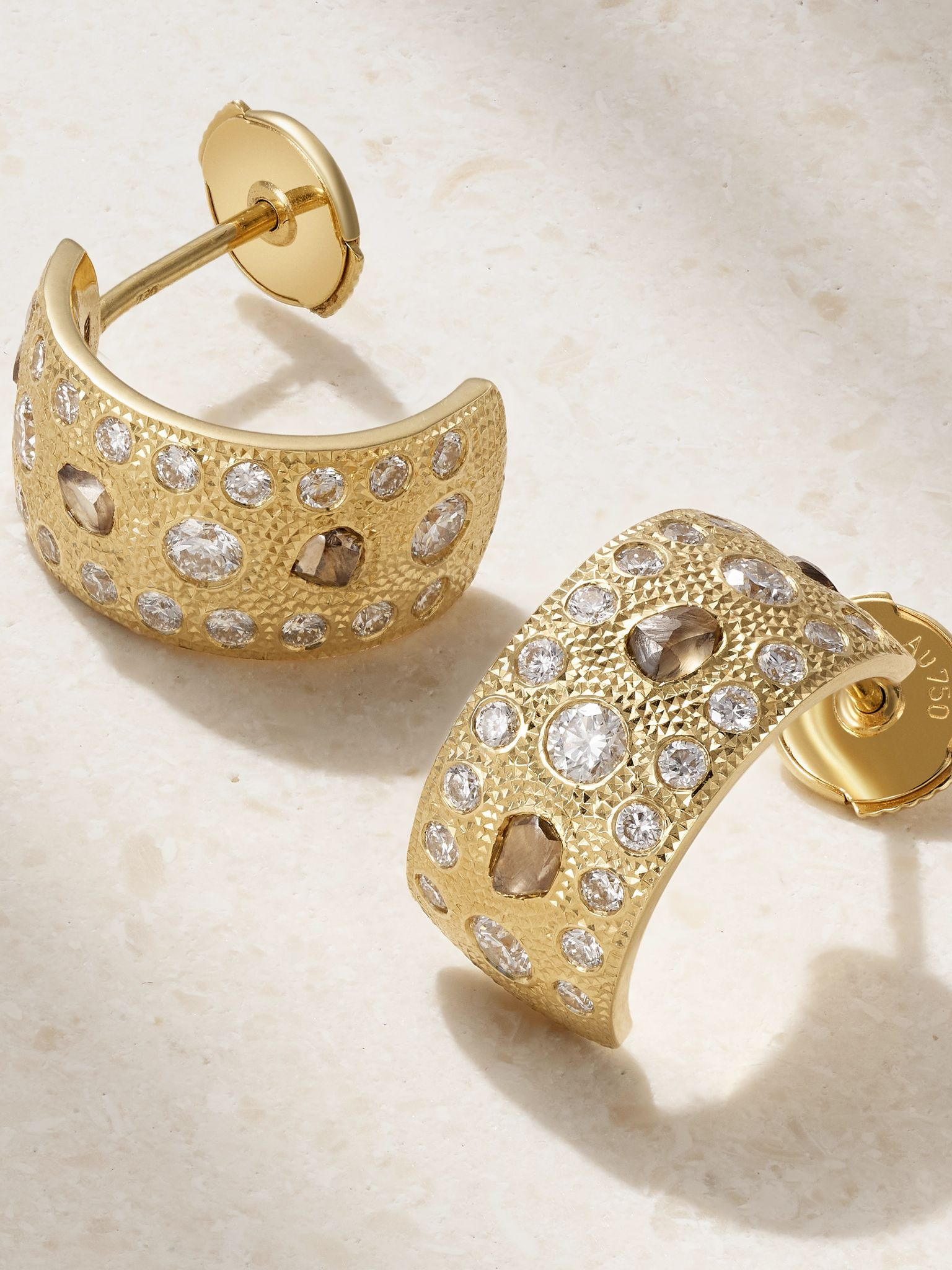Talisman 18-karat gold diamond hoop earrings Gold - 3